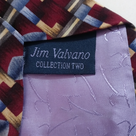 Jim Valvano Stonehenge 2nd Collection 100% Silk Geometric Pattern Necktie - Picture 6 of 7